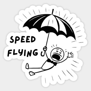 Funny stickman parachutist. Speed flying Sticker